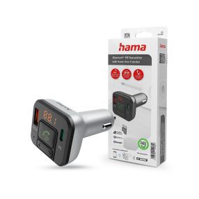   HAMA Bluetooth FM-transmitter/autós töltő PD+QC USB/Type-C/MP3/kártyaolvasó - ezüst/fekete