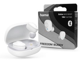 HAMA TWS Bluetooth sztereó headset v5.3 + töltőtok - HAMA Freedom Buddy True Wireless Earphones with Charging Case - fehér