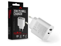   Maxlife hálózati töltő adapter Type-C + USB bemenettel - 20W - Maxlife MXTC-05  Wall Charger PD3.0  - fehér