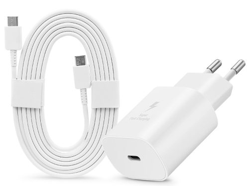 Samsung EP-TA800EWE gyári gyorstöltő adapter 25W + EP-DA767JWE Type-C/Type-C 1,8m - fehér - ECO