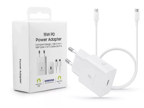 Samsung EP-T1510XWEGEU gyári 15W hálózati töltő + Type-C kábel - fehér