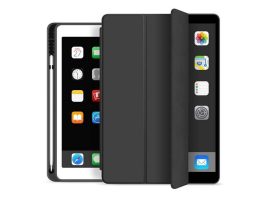 Apple iPad 10.2 (2019/2020/2021) védőtok (Smart Case) on/off funkcióval, Apple Pencil tartóval - black (ECO csomagolás)