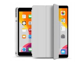 Apple iPad 10.2 (2019/2020/2021) tablet tok (Smart Case) on/off funkcióval,     Apple Pencil tartóval - Tech-Protect - szürke (ECO csomagolás)