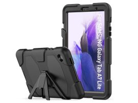 Samsung T220/T225 Galaxy Tab A7 Lite 8.7 ütésálló védőtok 360 fokos védelemmel, kijelzővédő üveggel - Survive - fekete (ECO csomagolás)