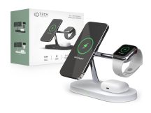   Tech-Protect Qi univerzális vezeték nélküli töltő állomás - 15W - Tech-Protect  A12 3in1 Wireless Charger for Phone + Watch + Earphone - fehér