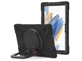 Samsung X200/X205 Galaxy Tab A8 10.5 ütésálló tablet tok 360 fokos védelemmel,  4H kijelzővédő üveggel - X-Armor - fekete (ECO csomagolás)