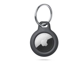 Szilikon védőtok és rögzítő kulcstartó Apple AirTag nyomkövetőhöz - Rough -     fekete (ECO csomagolás)