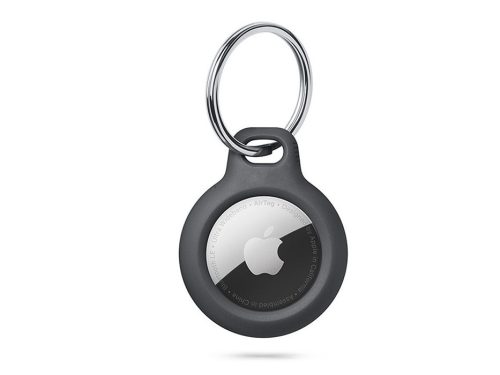Haffner Rough szilikon védőtok és kulcstartó Apple AirTag nyomkövetőhöz - fekete - ECO