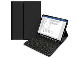 Apple iPad 10.9 (2022)  tablet tok (Smart Case) on/off funkcióval, Apple Pencil tartóval, billentyűzettel - Tech-Protect - black (ECO csomagolás)