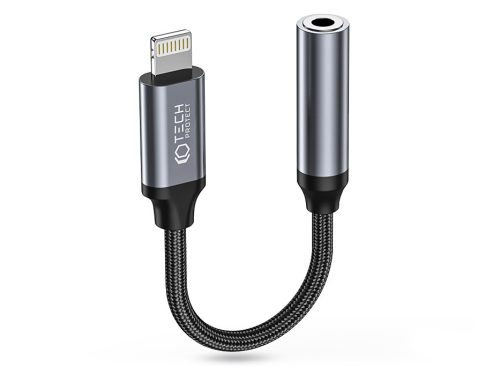 Tech-Protect UltraBoost Lightning/3,5mm jack adapter - fekete/szürke