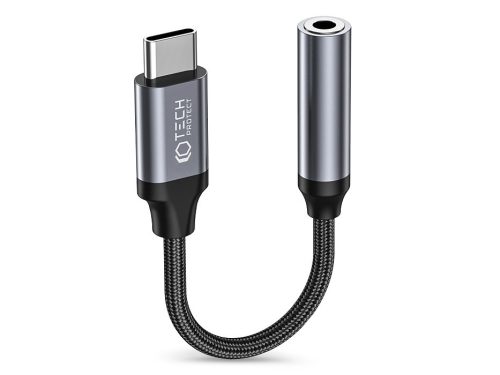 Tech-Protect UltraBoost Type-C/3,5mm jack adapter - fekete/szürke