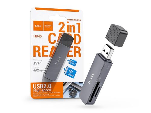 HOCO HB45 2in1 SD/microSD USB memóriakártya-olvasó - fekete/szürke