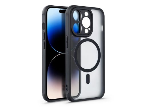 Haffner Matte Mag Cover szilikon tok - Apple iPhone 15 Pro - fekete/átlátszó