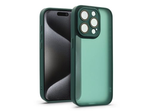 Haffner Variete tok kameravédő lencsevédő üveggel - Apple iPhone 15 Pro - sötétzöld