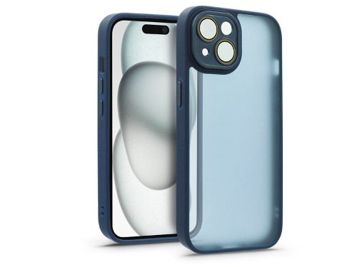 Haffner Variete tok kameravédő lencsevédő üveggel - Apple iPhone 15 - sötétkék