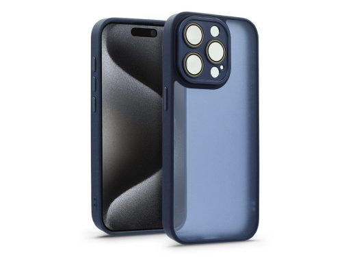 Haffner Variete tok kameravédő lencsevédő üveggel - Apple iPhone 15 Pro - sötétkék
