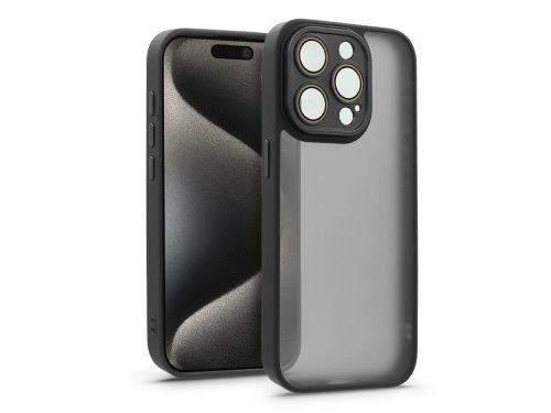 Haffner Variete tok kameravédő lencsevédő üveggel - Apple iPhone 15 Pro Max - fekete