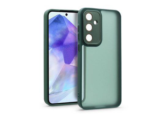 Haffner Variete tok kameravédő lencsevédő üveggel - Samsung SM-A556 Galaxy A55 5G - sötétzöld