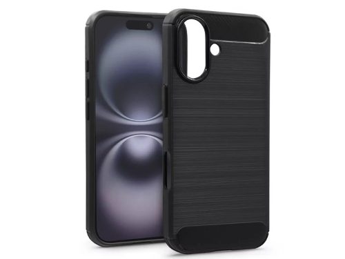 Haffner Carbon szilikon tok - Apple iPhone 16 - fekete