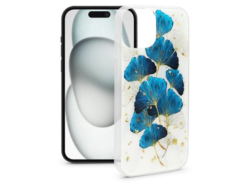 Haffner Gold Glam szilikon tok - Apple iPhone 15 - leaves