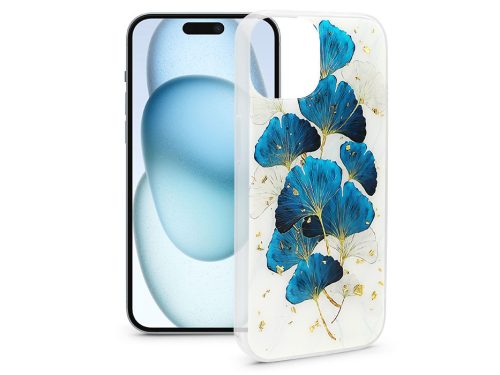 Haffner Gold Glam szilikon tok - Apple iPhone 15 Plus - leaves