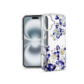   Haffner IMD Floral szilikon tok - Apple iPhone 16 Plus - átlátszó