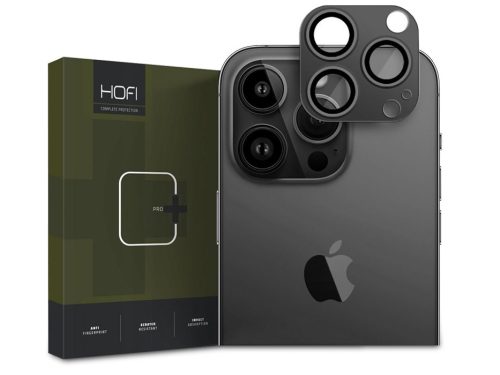 HOFI FullCam Pro+ kameralencse védőüveg + alu kameravédő - Apple iPhone 15 Pro/15 Pro Max - fekete