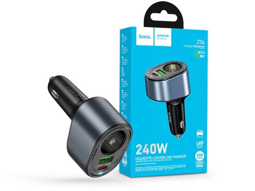 HOCO Z56 35W PD QC3.0 USB-C+ USB-A autós töltő adapter+ autós aljzattal - fekete