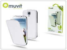   Samsung i9500 Galaxy S4 ultra vékony flipes tok képernyővédő fóliával - Muvit iFlip - white