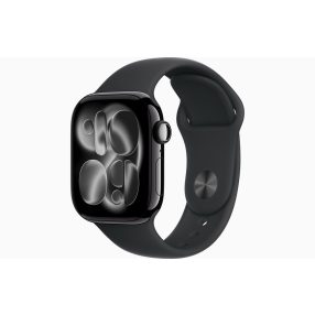   Apple Watch Series 11 GPS, 42 mm-es kozmoszfekete alumíniumtok, fekete sportszíj – S/M