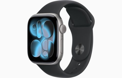 Apple Watch Series 11 GPS, 42 mm-es asztroszürke alumíniumtok, fekete sportszíj – S/M