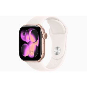   Apple Watch Series 11 GPS, 42 mm-es rozéarany alumíniumtok, lágy rózsaszín sportszíj – M/L