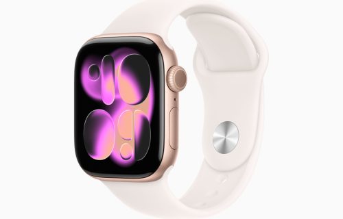 Apple Watch Series 11 GPS, 42 mm-es rozéarany alumíniumtok, lágy rózsaszín sportszíj – M/L