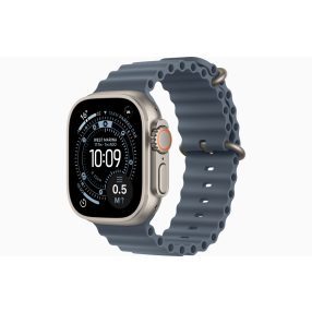   Apple Watch Ultra 3 GPS + Cellular, 49 mm-es natúr titántok, acélkék Óceán szíj