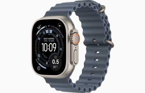 Apple Watch Ultra 3 GPS + Cellular, 49 mm-es natúr titántok, acélkék Óceán szíj