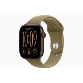   Apple Watch Series 12 GPS, 46 mm-es sötét bronzszínű alumíniumtok, olíva sportszíj – M/L