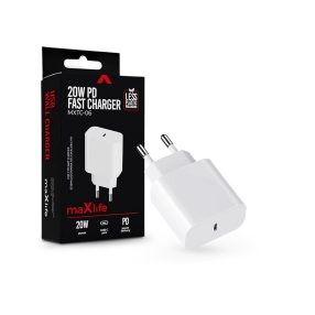   Maxlife MXTC-06 PD+QC 20W hálózati gyorstöltő adapter Type-C - fehér