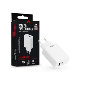   Maxlife MXTC-06 PD+QC 20W hálózati gyorstöltő adapter Type-C + USB - fehér