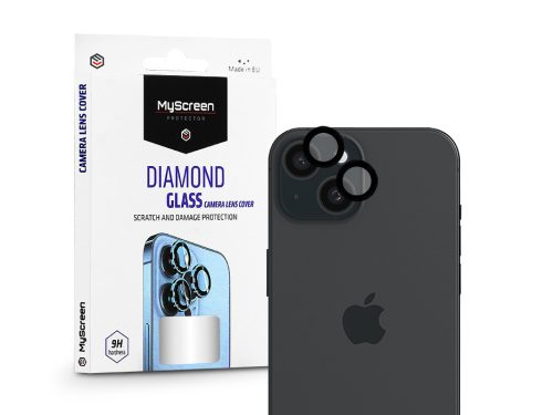 MyScreen Diamond Glass hátsó kameralencse védőüveg - Apple iPhone 15/15 Plus - fekete