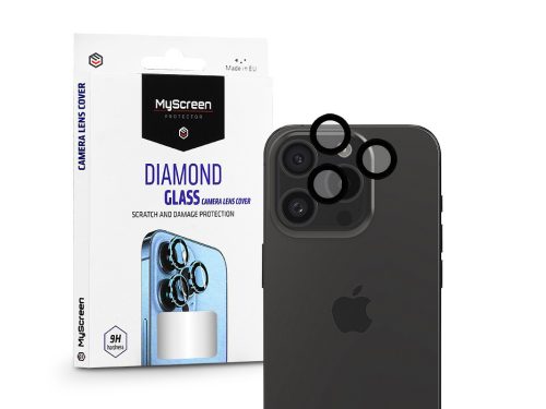 MyScreen Diamond Glass hátsó kameralencse védőüveg - Apple iPhone 15 Pro/15 Pro Max - fekete