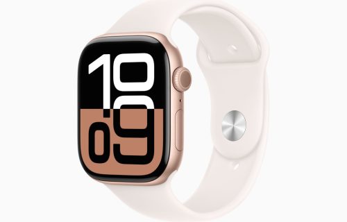 Apple Watch Series 10 GPS, 46 mm-es rozéarany alumíniumtok, lágy rózsaszín sportszíj – M/L