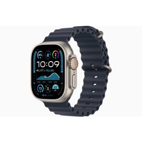   Apple Watch Ultra 2 GPS + Cellular, 49 mm-es natúr titántok, tengerészkék Óceán szíj