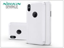   Apple iPhone X oldalra nyíló flipes tok - Nillkin Sparkle Logo - fehér