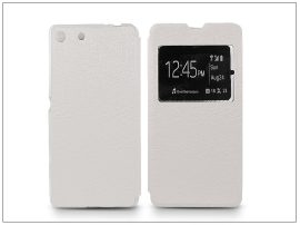 Sony Xperia M5 (E5603/E5606/E5653) S-View Flexi oldalra nyíló flipes tok - fehér
