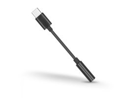 USB Type-C adapter 3,5 mm jack füllhallgatóhoz - fekete