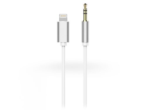 Haffner Lightning - 3,5mm jack audio kábel 1m - fehér/ezüst