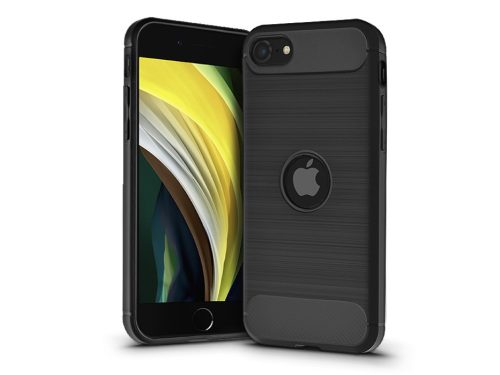 Haffner Carbon Logo szilikon tok - Apple iPhone SE 2020/SE 2022 - fekete