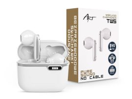 ART TWS Bluetooth sztereó headset v5.1 + töltőtok - ART AP-TW-B4W True Wireless Earphones with Charging Case - fehér