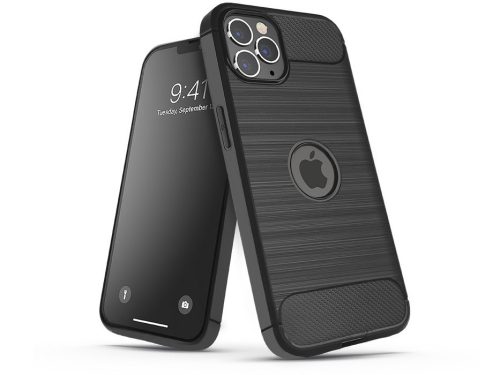 Haffner Carbon Logo szilikon tok - Apple iPhone 14 - fekete