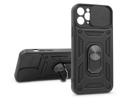 Apple iPhone 11 Pro ütésálló hátlap gyűrűvel és kameravédővel - Slide Armor -   fekete